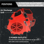 K Tool International Workforce Blower, 3-Speed, 1200 CFM, 4-Angle Position, Red - 77700