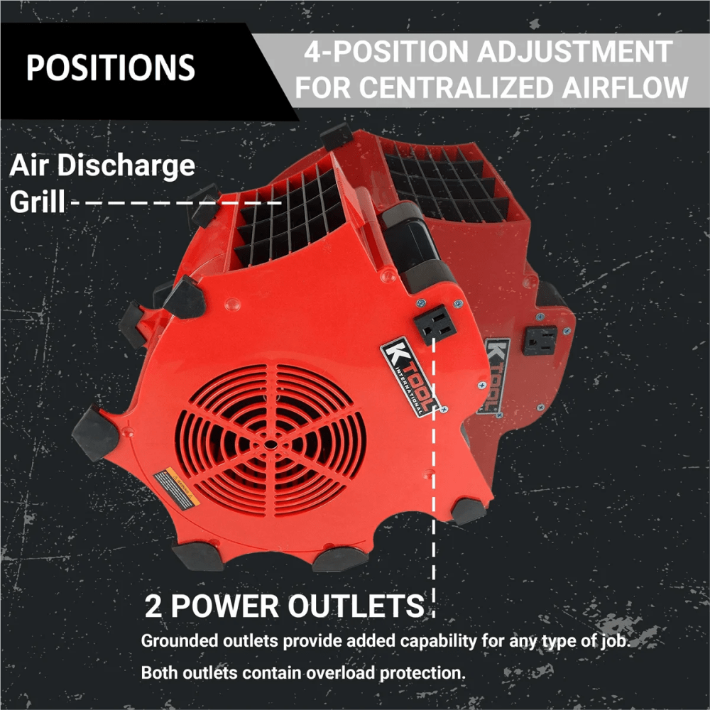 K Tool International Workforce Blower, 3-Speed, 1200 CFM, 4-Angle Position, Red - 77700