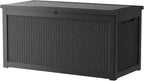 TARKARI 320 Gallon Lockable Resin Deck Box, Black