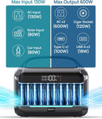 DaranEner Portable Power Station With 80W Solar Panel, 288Wh LiFePO4 Battery, 600W, 1200W Surge