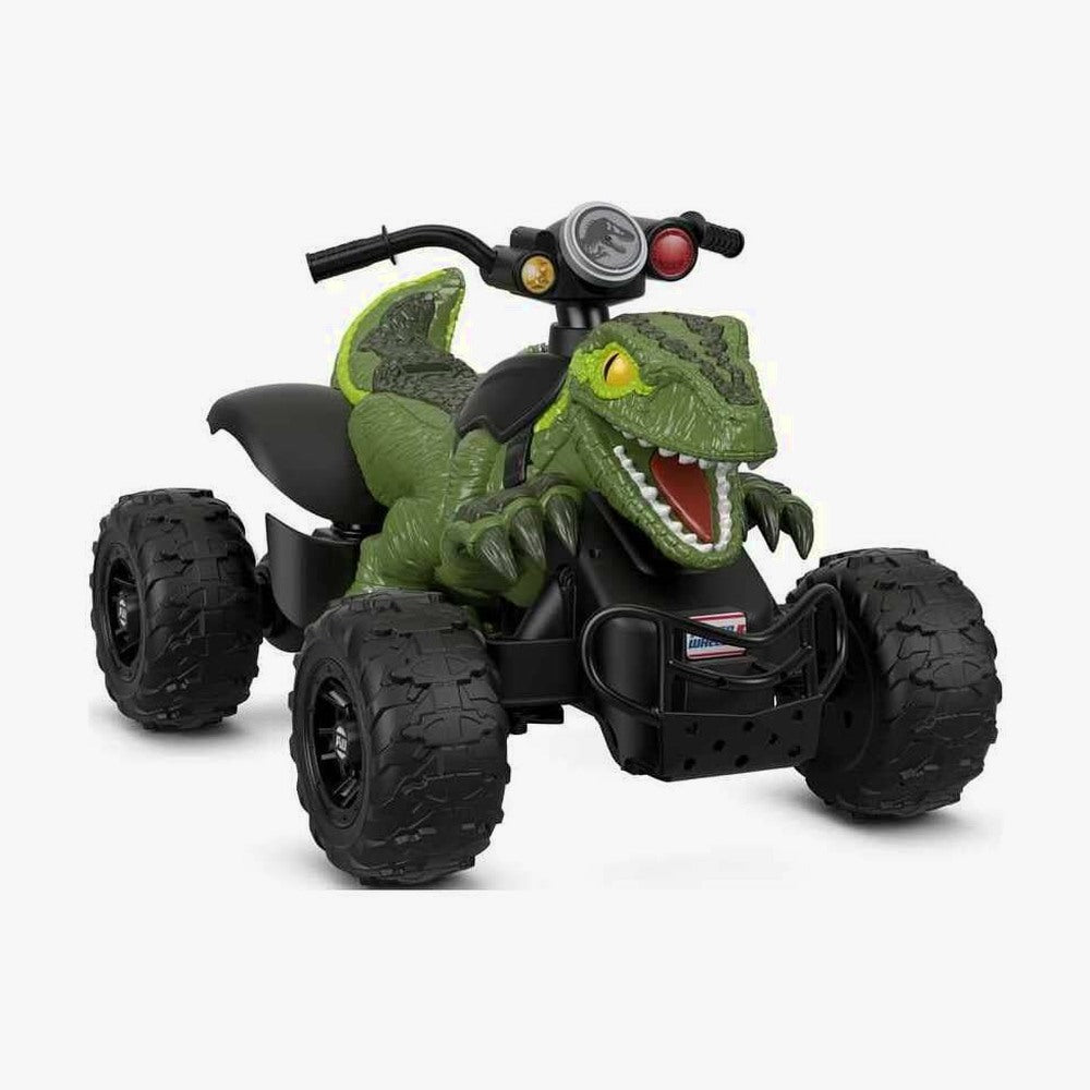 Fisher-Price Power Wheels Jurassic World Dino Racer Ride-On ATV, 6 MPH Green Dinosaur Toy
