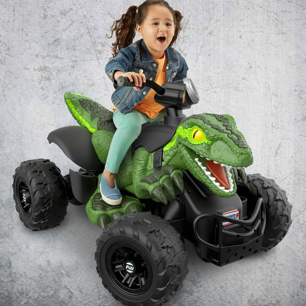 Fisher-Price Power Wheels Jurassic World Dino Racer Ride-On ATV, 6 MPH Green Dinosaur Toy