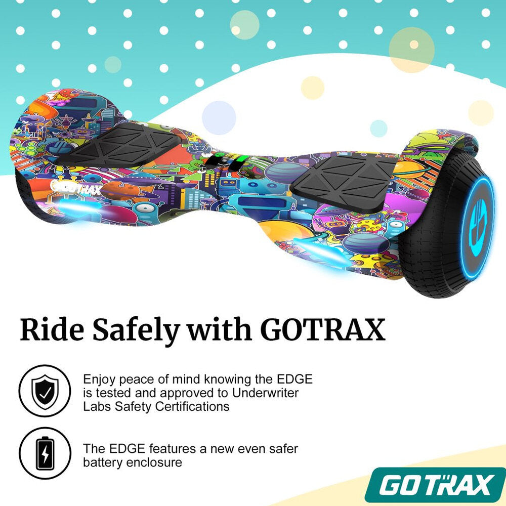 Gotrax EDGE Hoverboard With 6.5-Inch LED Wheels, Dual 200W Motors, 6.2 Mph