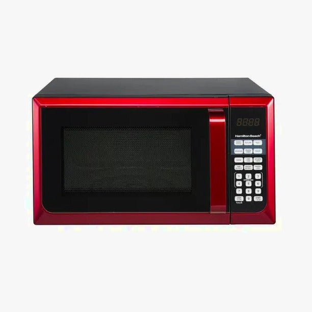 Hamilton Beach Microwave Oven 0.9 Cu. Ft., 900W, Red Stainless Steel