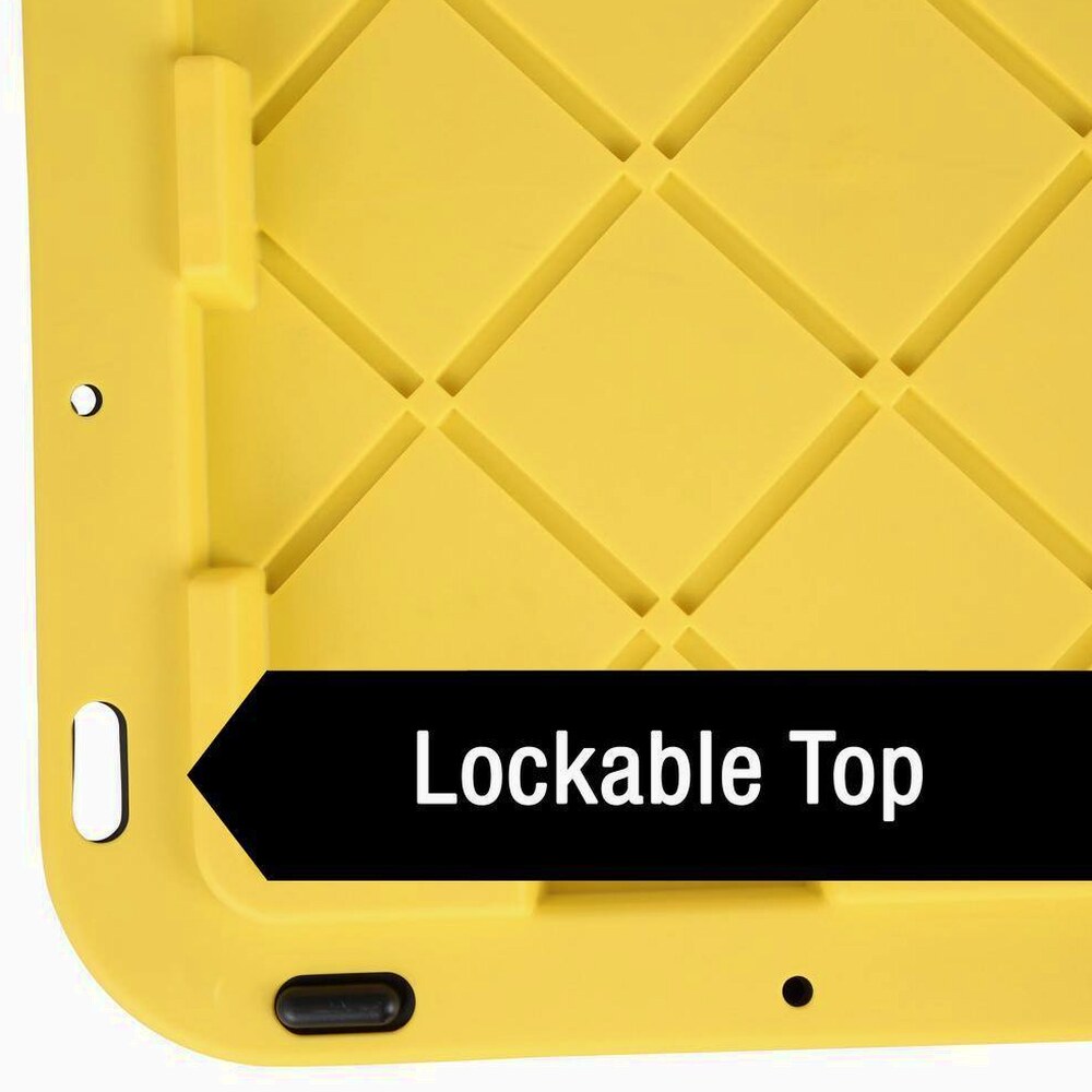 HDX 27-Gallon Black Stackable Waterproof Storage Tote With Yellow Lid - 5-Pack