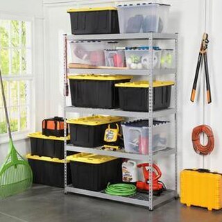 HDX 27-Gallon Black Stackable Waterproof Storage Tote With Yellow Lid - 5-Pack