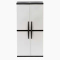 HDX Gray Plastic Freestanding Garage Cabinet With Adjustable Shelves And Lockable Doors, 35in W X 71in H X 18in D