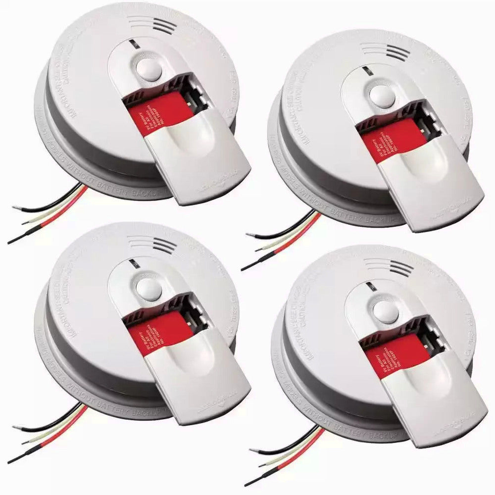 Kidde Firex Hardwired Ionization Smoke Detectors With Battery Backup, 4-Pack - i4618