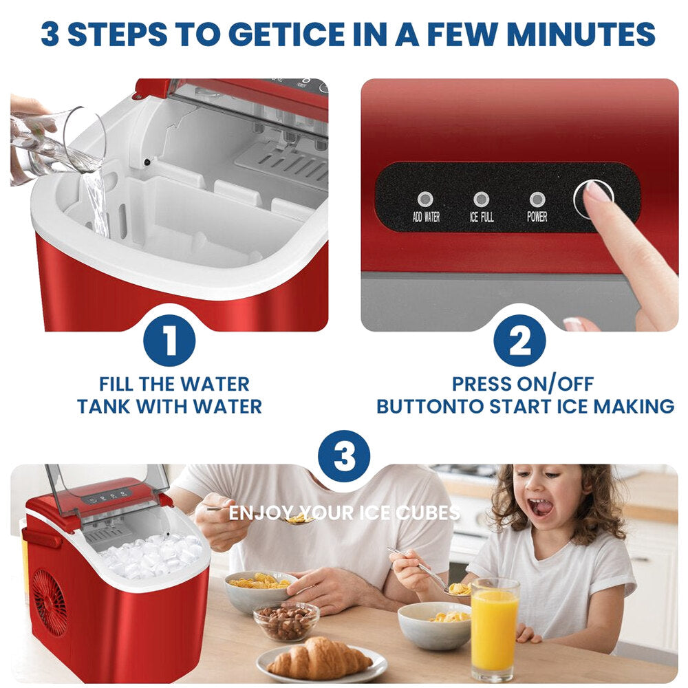 KISSAIR Portable Countertop Ice Maker, 26 lbs/24H - HZB-12/H