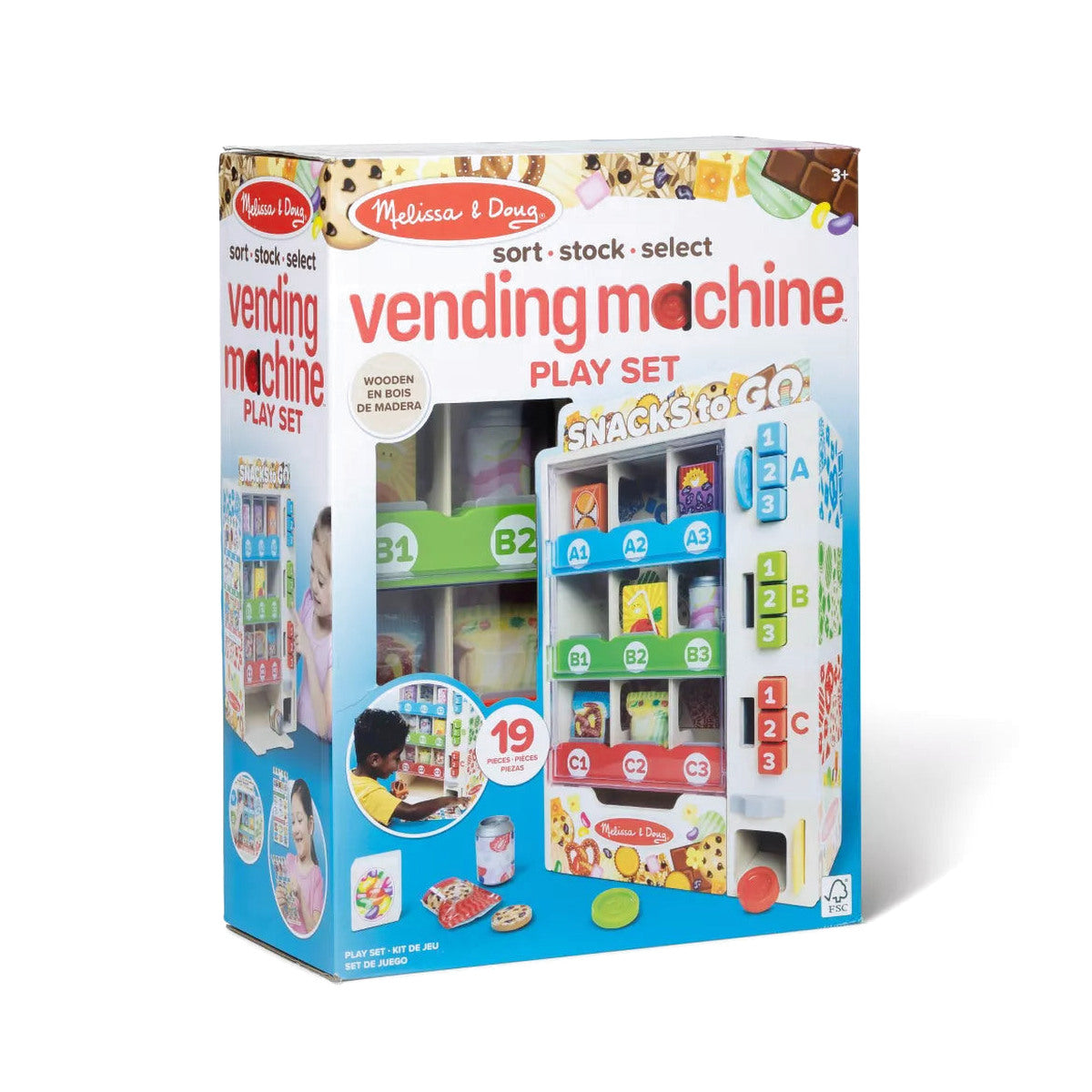 Melissa & Doug Wooden Vending Machine Play Set, 17-Piece - Ages 3-6