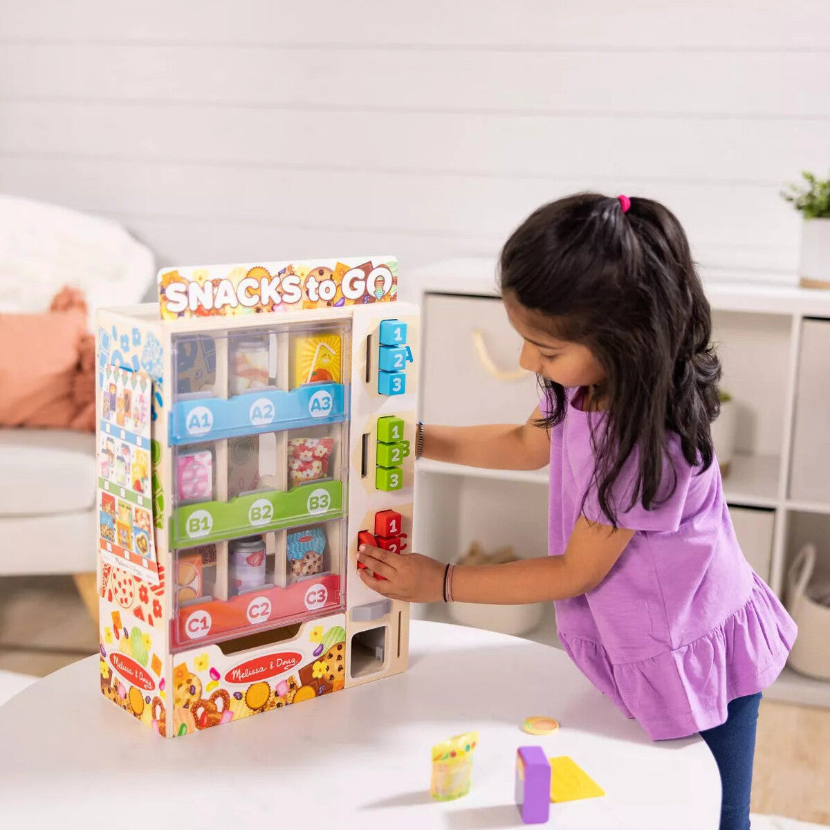 Melissa & Doug Wooden Vending Machine Play Set, 17-Piece - Ages 3-6