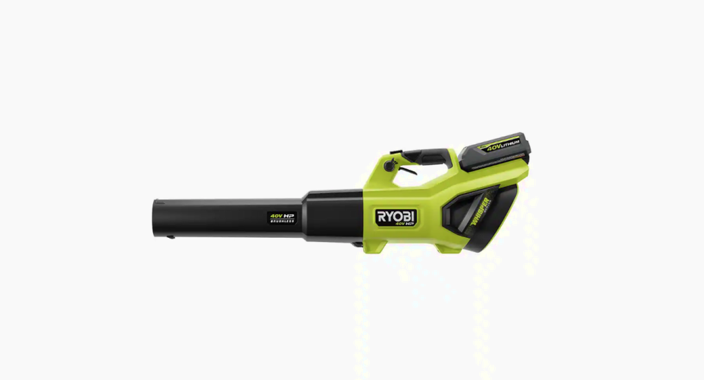 RYOBI 40V HP Brushless Cordless Leaf Blower, 730 CFM, 190 MPH, 2x 4.0 Ah Batteries And Charger
