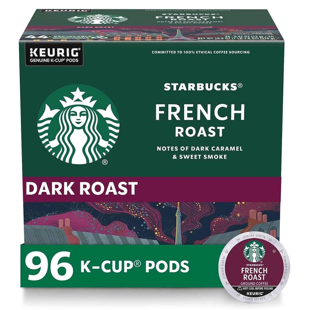 Starbucks French Roast Dark Roast Arabica K-Cup Coffee Pods, 96 Count