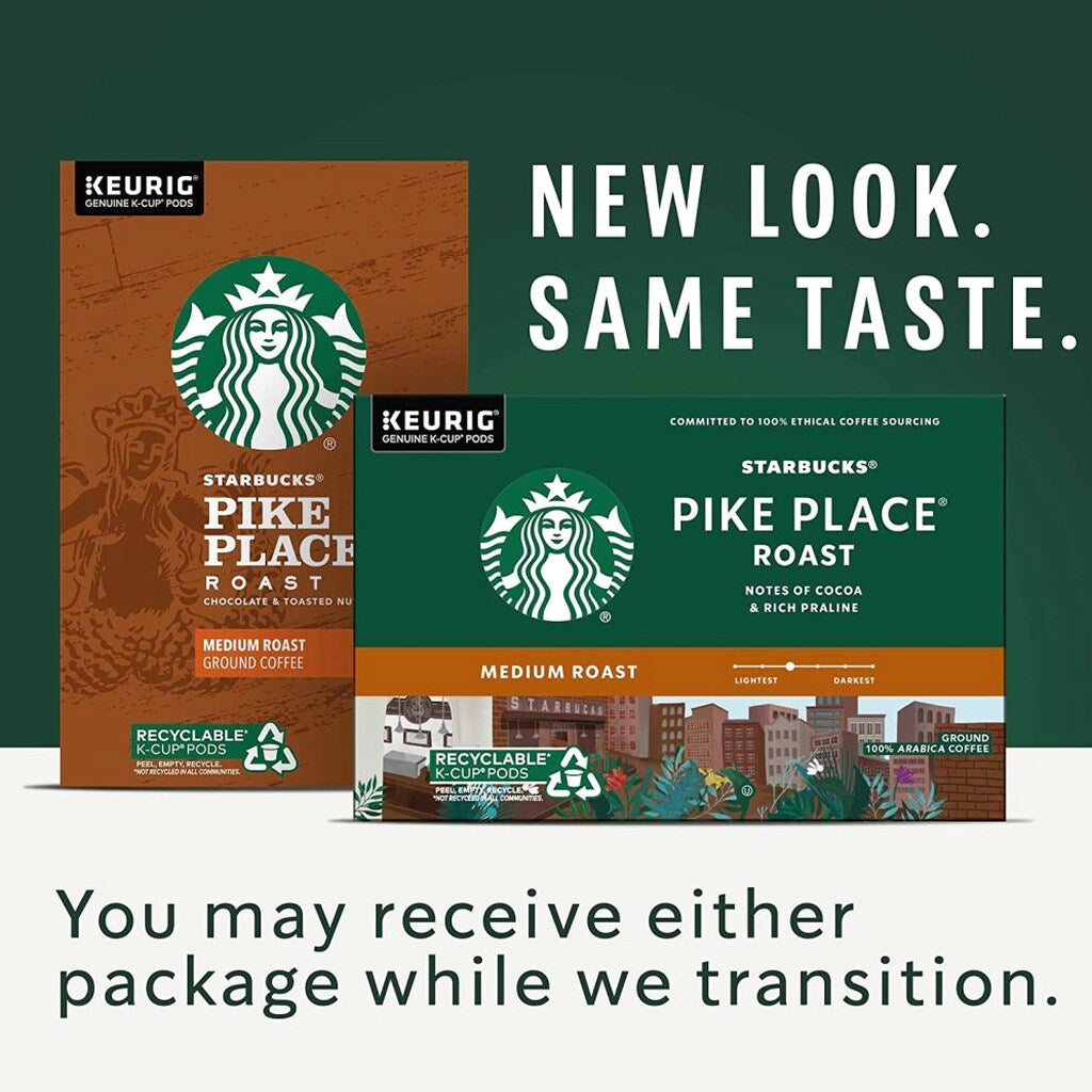 Starbucks Pike Place Roast Medium Coffee K-Cups, 96-Count, 100% Arabica, Keurig Compatible