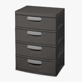 Sterilite Heavy-Duty 4 Drawer Plastic Storage Unit, Flat Gray
