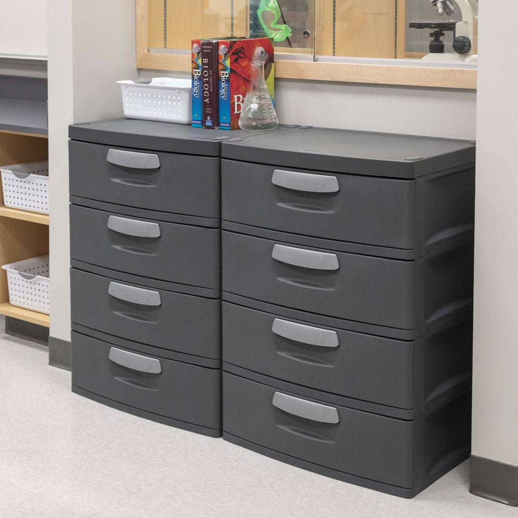 Sterilite Heavy-Duty 4 Drawer Plastic Storage Unit, Flat Gray