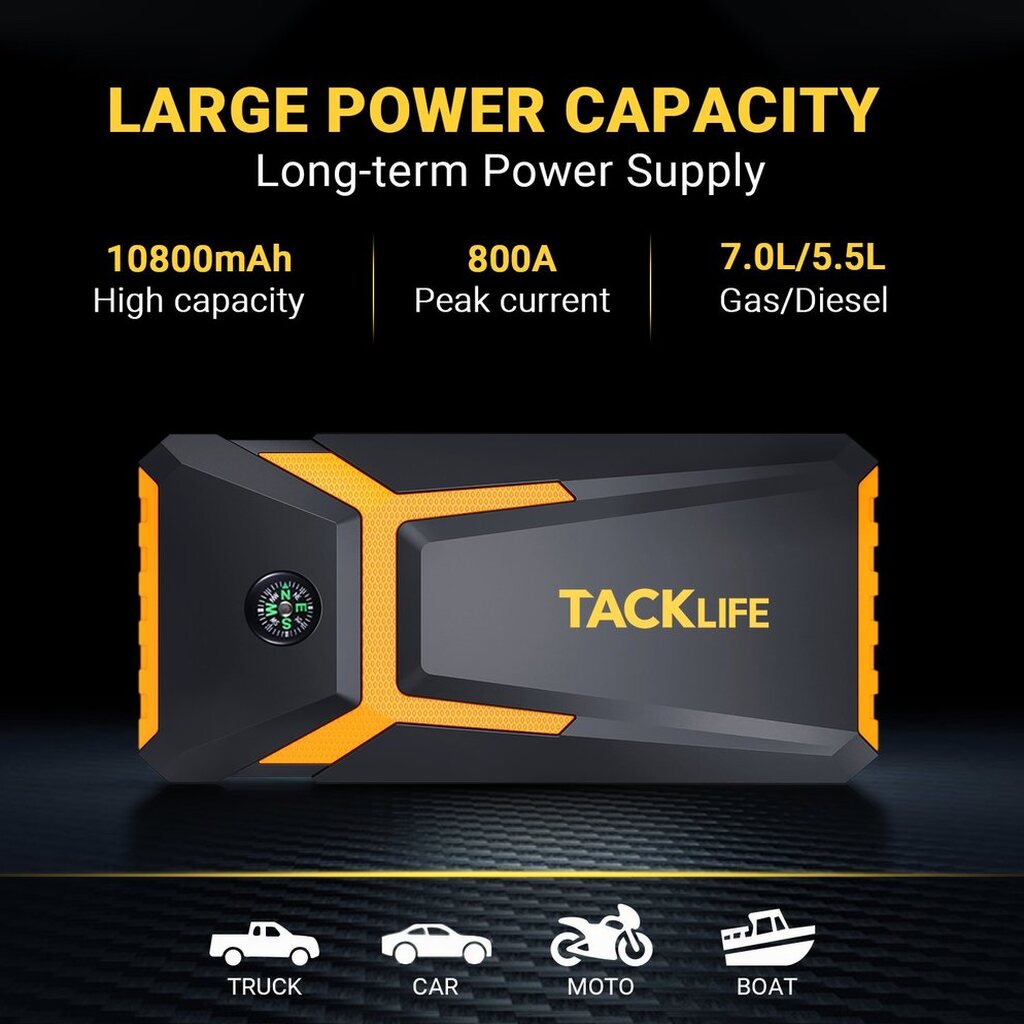 TACKLIFE T8 Car Jump Starter 800A 18000mAh 12V - T8