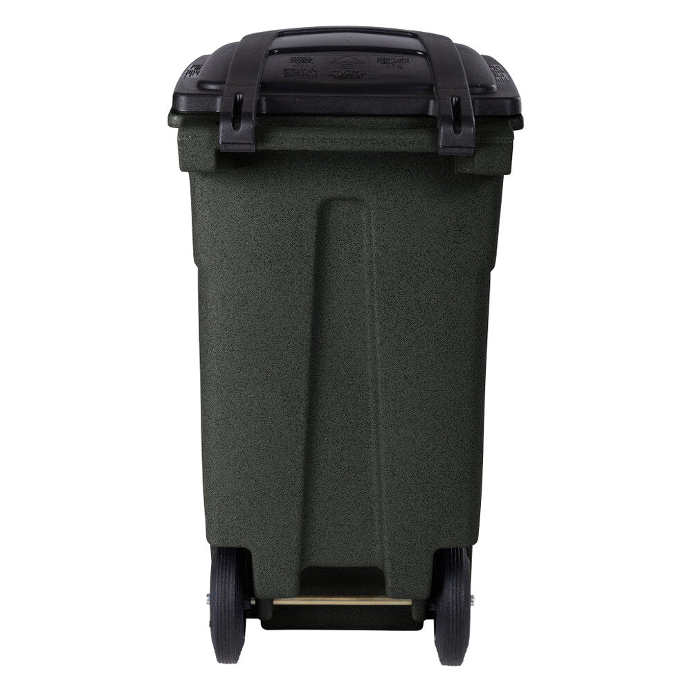 Toter 32 Gallon Greenstone Trash Can With Quiet Wheels And Attached Lid, 24.25 in D x 19.75 in W x 37.5 in H - ANA32-55410