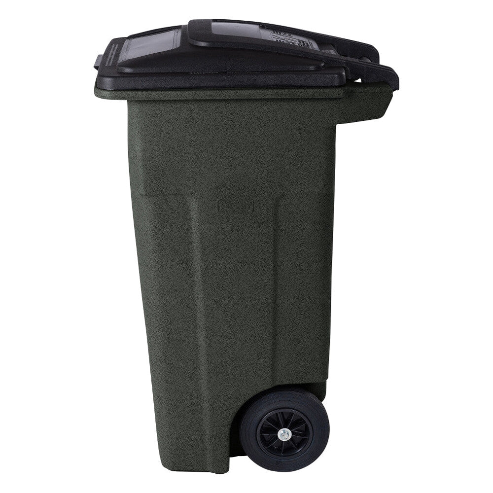 Toter 32 Gallon Greenstone Trash Can With Quiet Wheels And Attached Lid, 24.25 in D x 19.75 in W x 37.5 in H - ANA32-55410