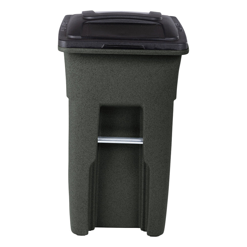 Toter 32 Gallon Greenstone Trash Can With Quiet Wheels And Attached Lid, 24.25 in D x 19.75 in W x 37.5 in H - ANA32-55410