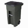 Toter 32 Gallon Greenstone Trash Can With Quiet Wheels And Attached Lid, 24.25 in D x 19.75 in W x 37.5 in H - ANA32-55410