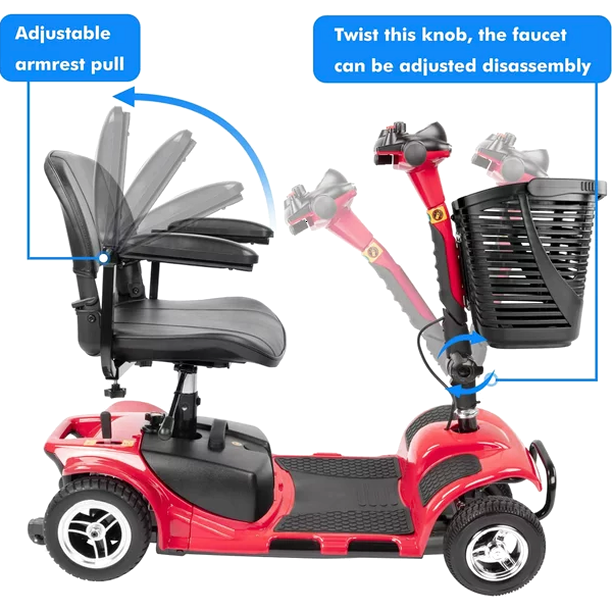 UltraLite 4-Wheel Mobility Scooter, Portable, Lightweight, 14-Mile Range - A898