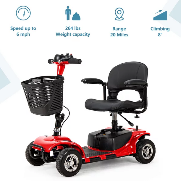 UltraLite 4-Wheel Mobility Scooter, Portable, Lightweight, 14-Mile Range - A898