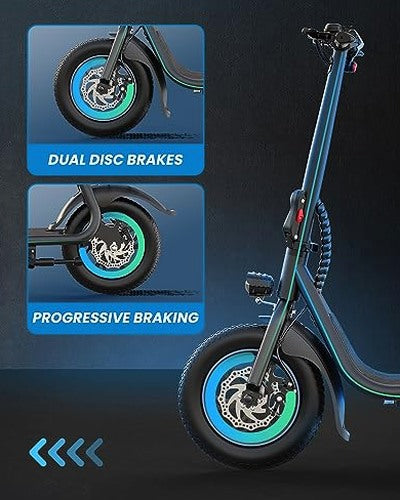 URBANMAX C1 Electric Scooter With Seat, 450W Motor, 22 Mile Range, 12 Inch Tires, Black