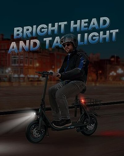 URBANMAX C1 Electric Scooter With Seat, 450W Motor, 22 Mile Range, 12 Inch Tires, Black