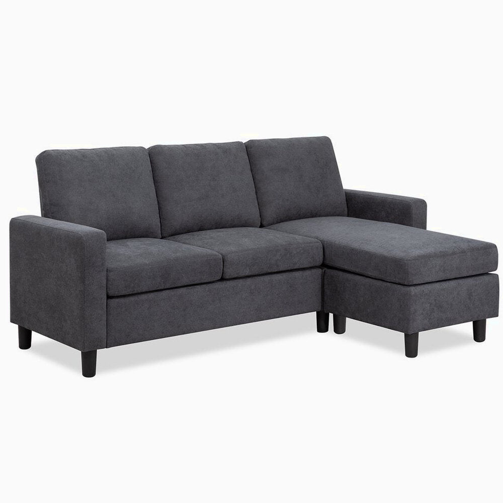 Walsunny Convertible L-Shaped Linen Sectional Sofa With Reversible Ottoman - 78.7in x 51in x 33in