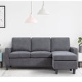 Walsunny Convertible L-Shaped Linen Sectional Sofa With Reversible Ottoman - 78.7in x 51in x 33in