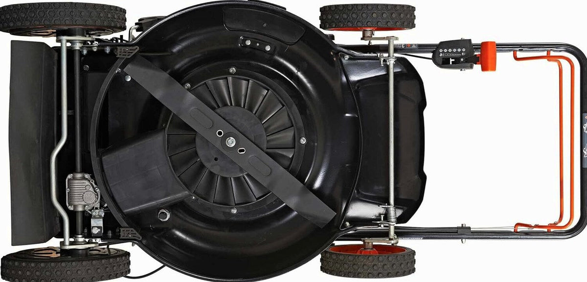 YARDMAX 22 inch Gas Self-Propelled Lawn Mower, 201cc, 6-Speed CVT, High Wheel RWD, 3-in-1, Black