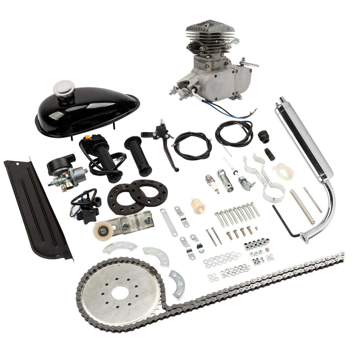 Zimtown 80cc 2-Stroke Engine Bike Motor Kit For 26in Bicycles, Silver White