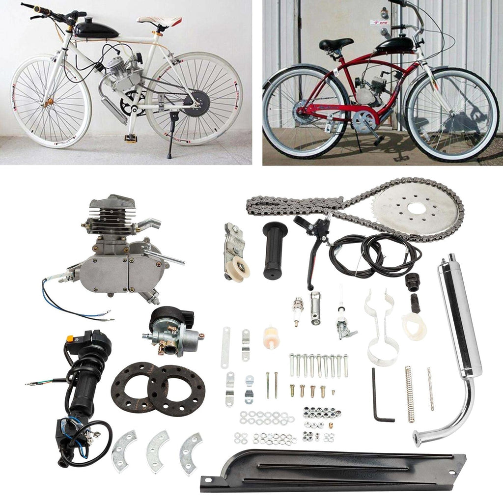 Zimtown 80cc 2-Stroke Engine Bike Motor Kit For 26in Bicycles, Silver White